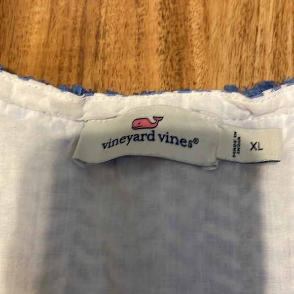 Vineyard Vines womens XL 16 18 Blue White Chevron pattern mini vneck sleeveless - Picture 6 of 10